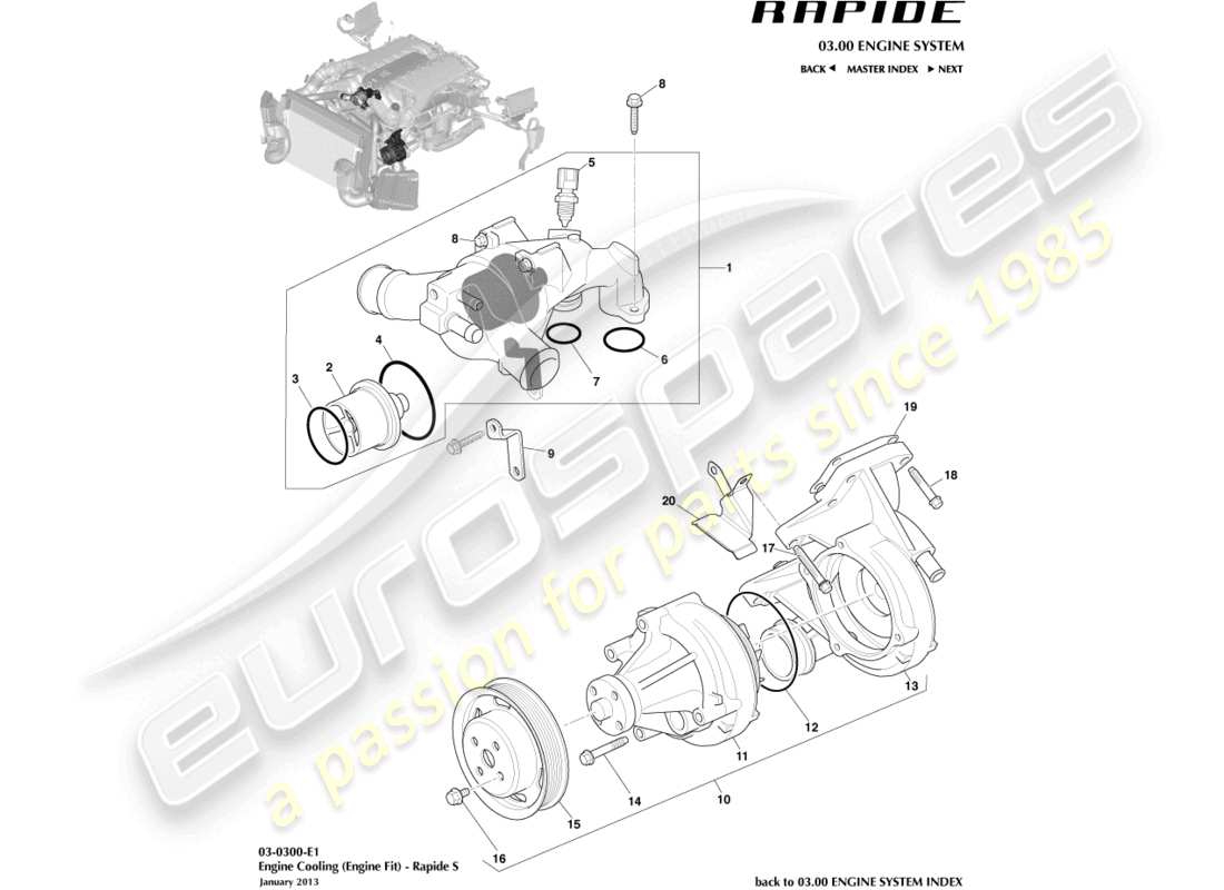 aston martin rapide (2013) engine cooling part diagram