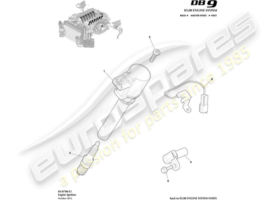 aston martin db9 (2016) ignition part diagram