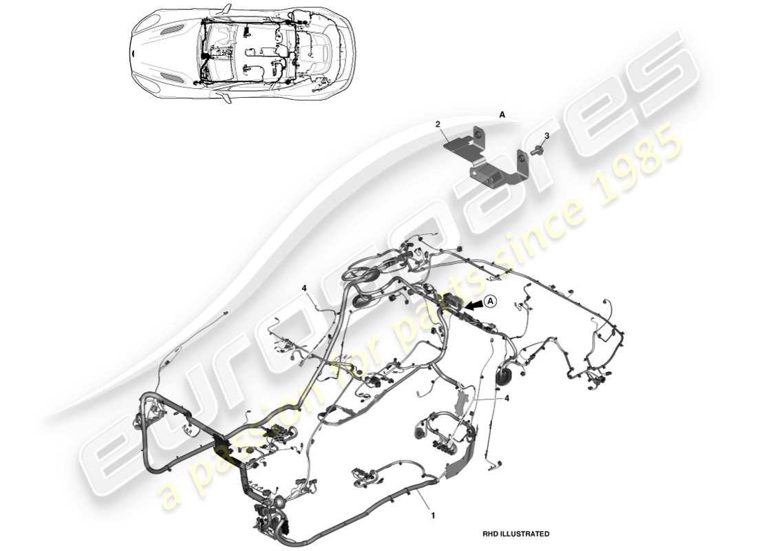 aston martin vanquish (2014) body harness, coupe part diagram