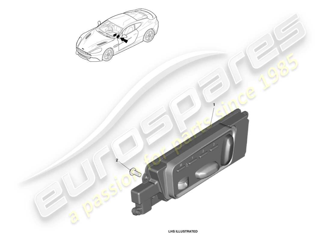 aston martin vanquish (2014) seat adjustment switches part diagram