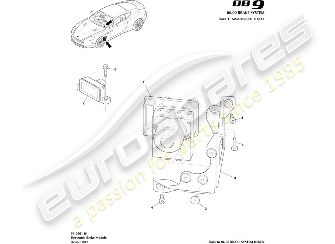 aston martin db9 (2017) electronic brake module part diagram