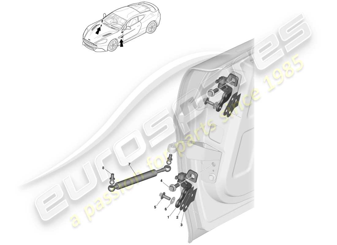 aston martin vanquish (2014) door hinge assembly part diagram
