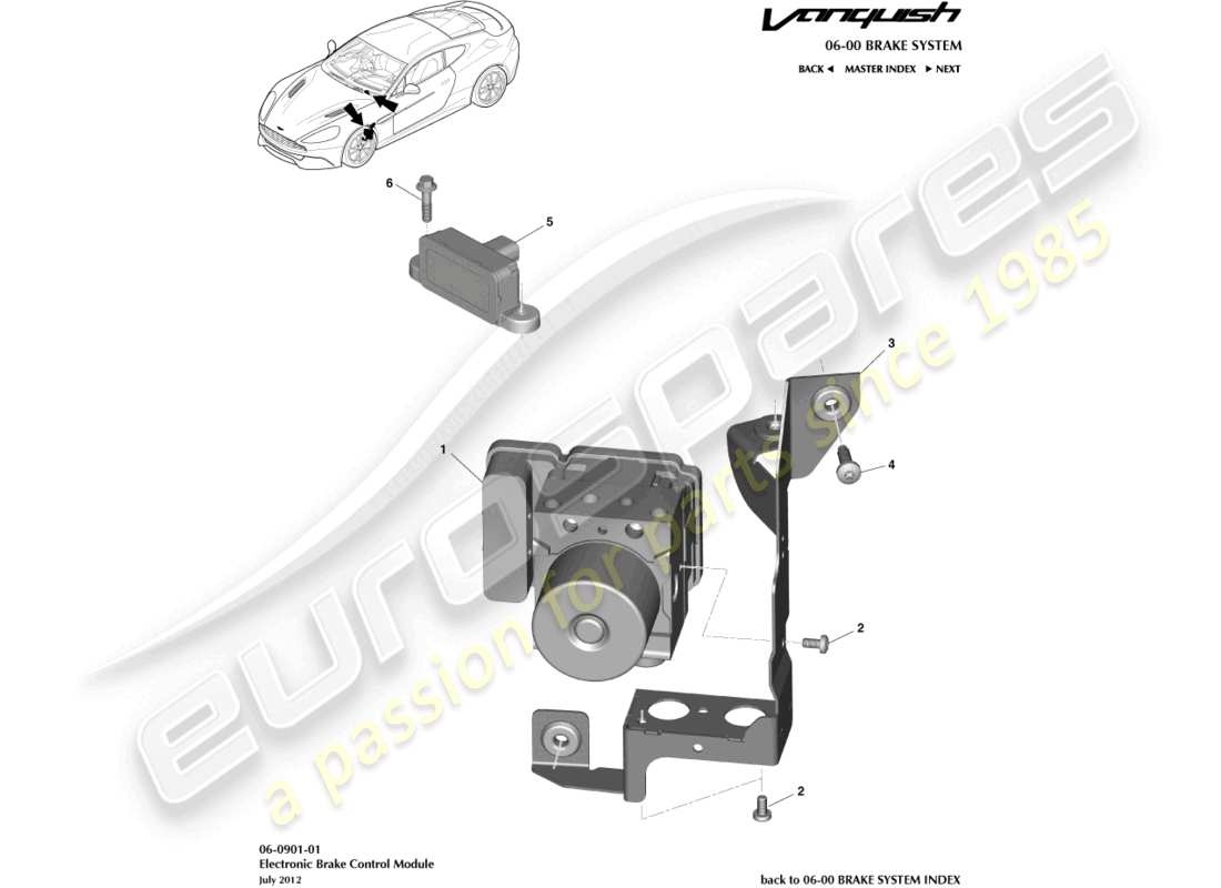 aston martin vanquish (2015) electronic brake module part diagram