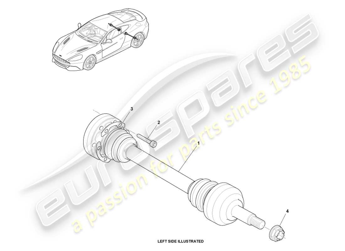 aston martin vanquish (2014) rear halfshaft assembly part diagram