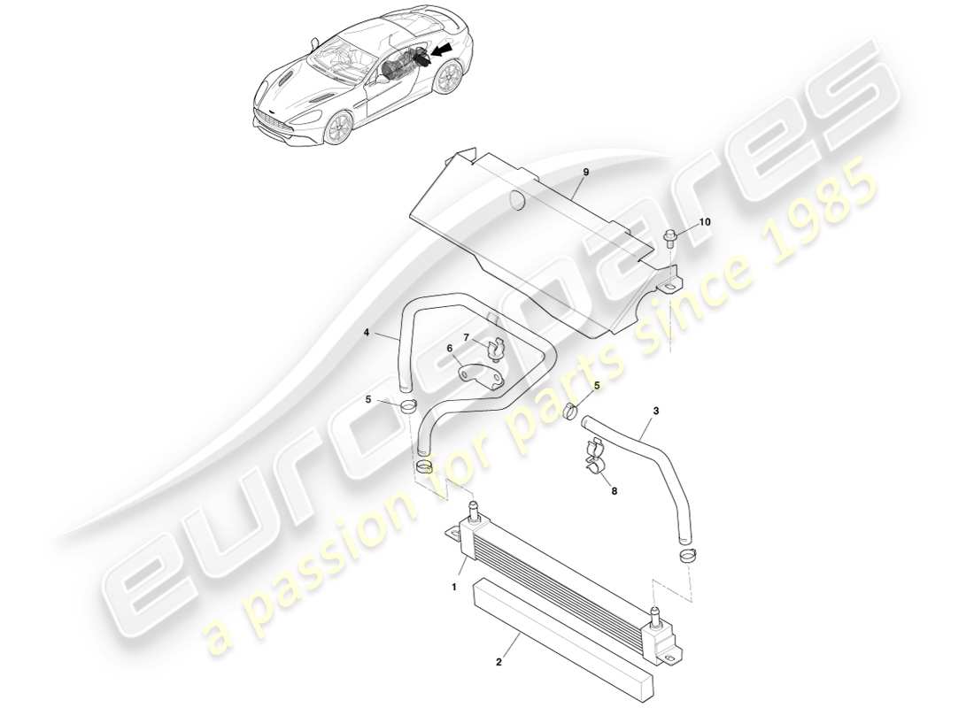 aston martin vanquish (2014) transmission oil cooler part diagram