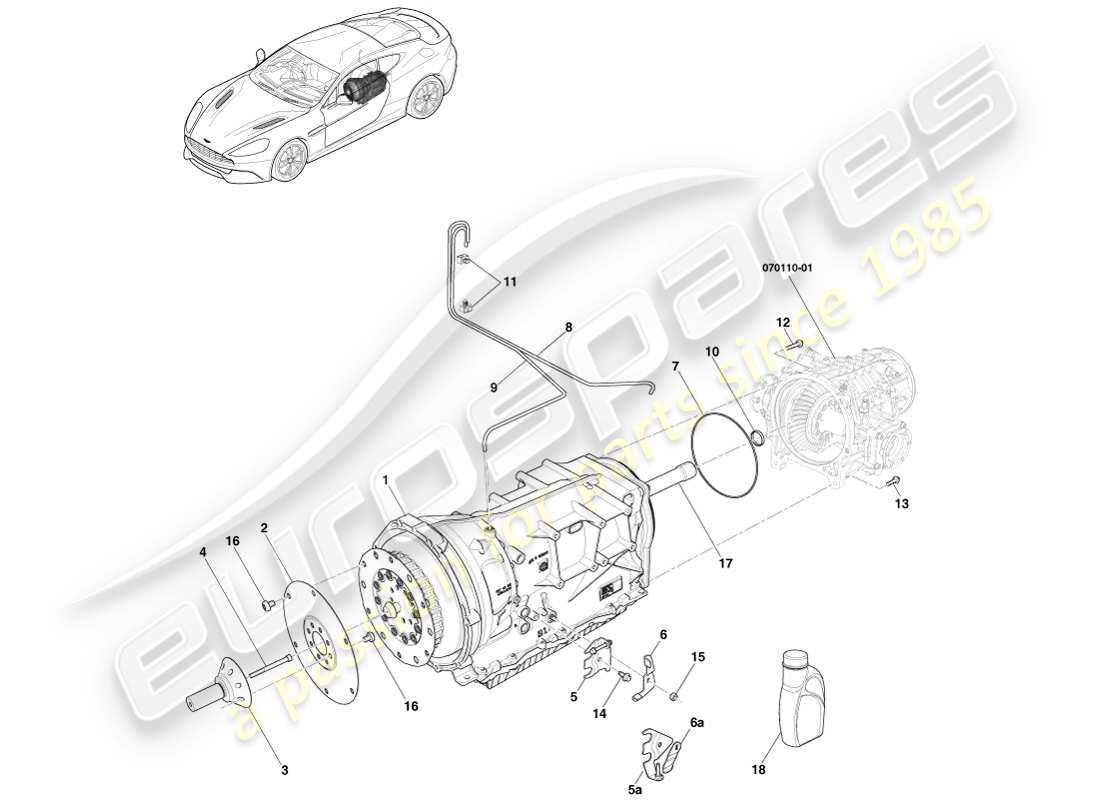 aston martin vanquish (2014) transmission, 8 spd part diagram