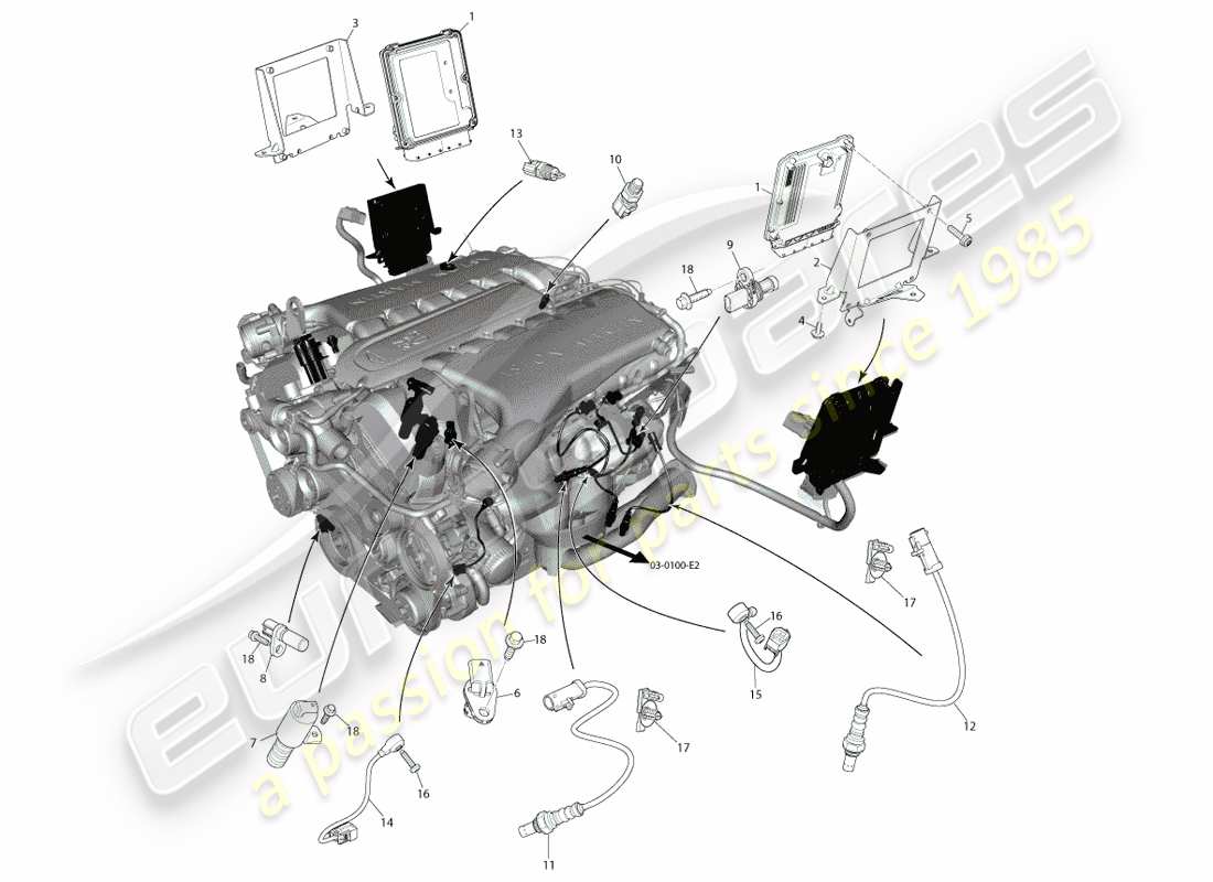 aston martin vanquish (2013) electronic engine control, bosch part diagram