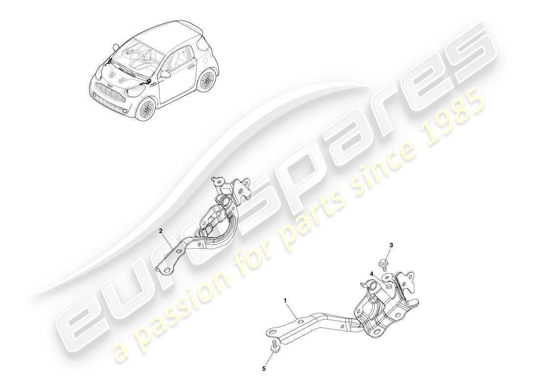 aston martin cygnet (2012) front bonnet hinges part diagram
