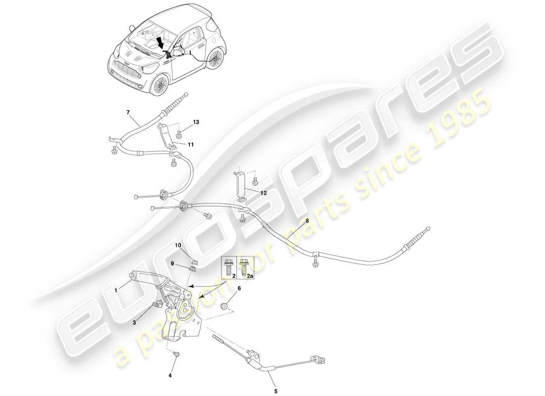 aston martin cygnet (2012) parking brake part diagram