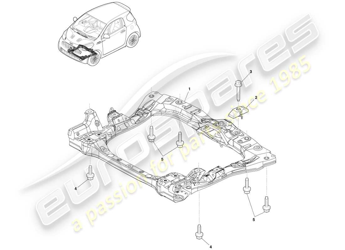 aston martin cygnet (2012) front sub-frame part diagram