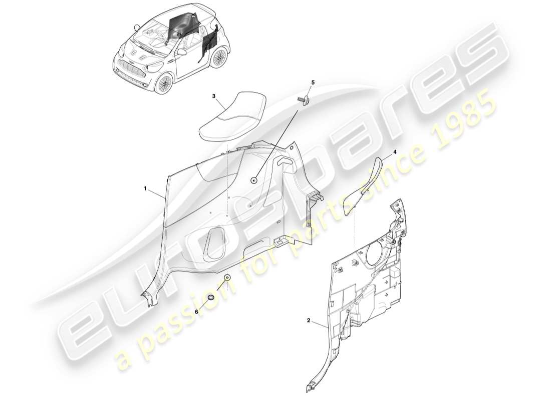 aston martin cygnet (2012) rear quarter panel part diagram