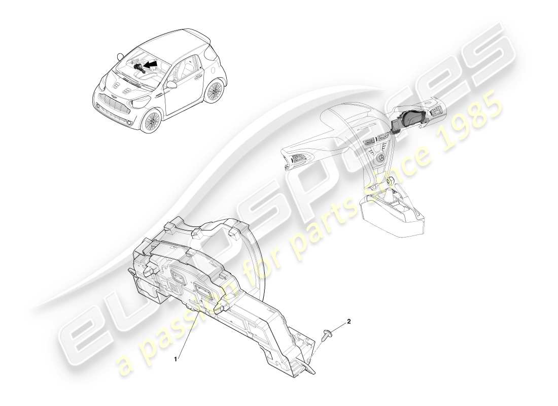 aston martin cygnet (2012) instrument cluster part diagram
