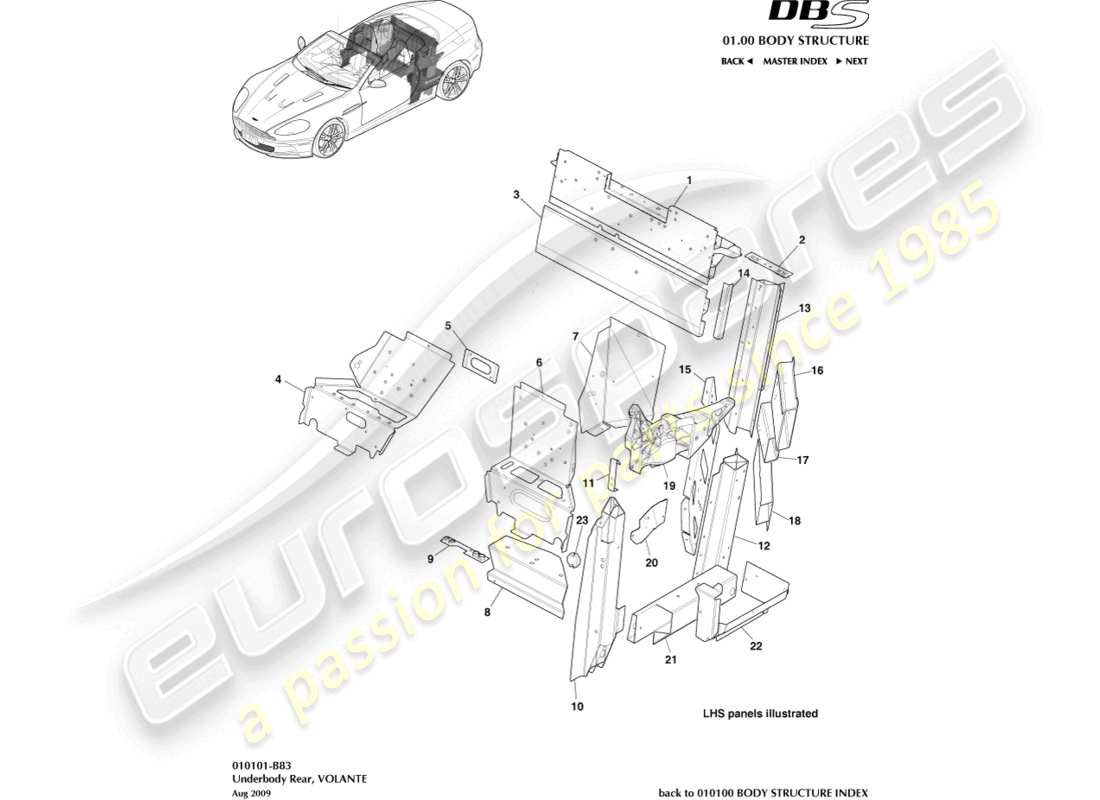 a part diagram from the aston martin dbs (2009) parts catalogue