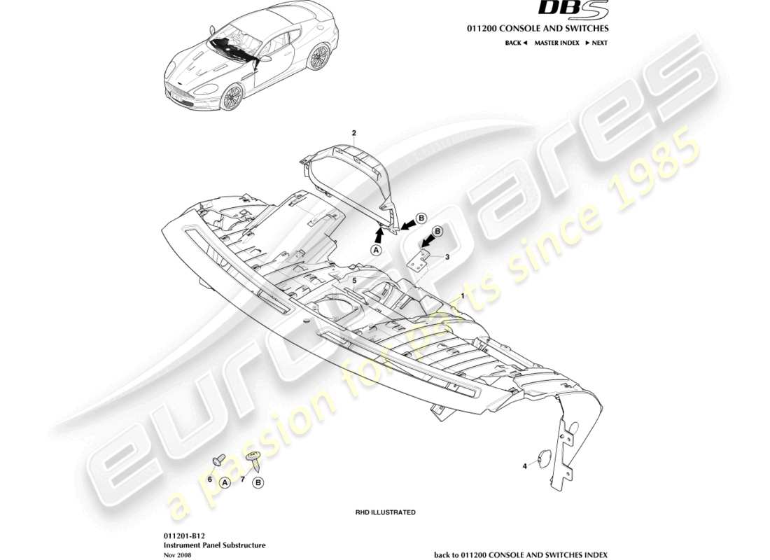 aston martin dbs (2012) ip substructure part diagram