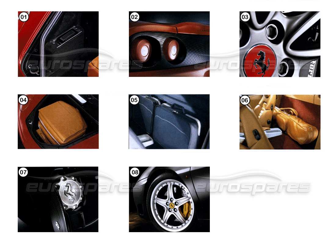 FERRARI 360 MODENA ACCESSORIES - STYLE PART DIAGRAM ferrari 360 modena accessories - style part diagram