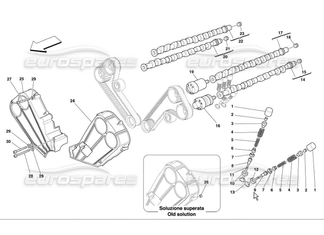 FERRARI 360 MODENA TIMING TAPPETS AND SHIELDS PART DIAGRAM ferrari 360 modena timing tappets and shields part diagram
