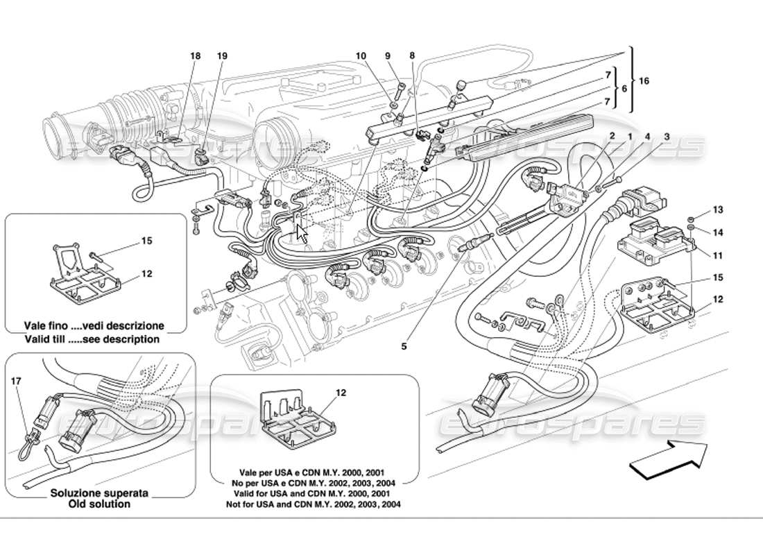 FERRARI 360 MODENA INJECTION DEVICE IGNITION PART DIAGRAM ferrari 360 modena injection device ignition part diagram