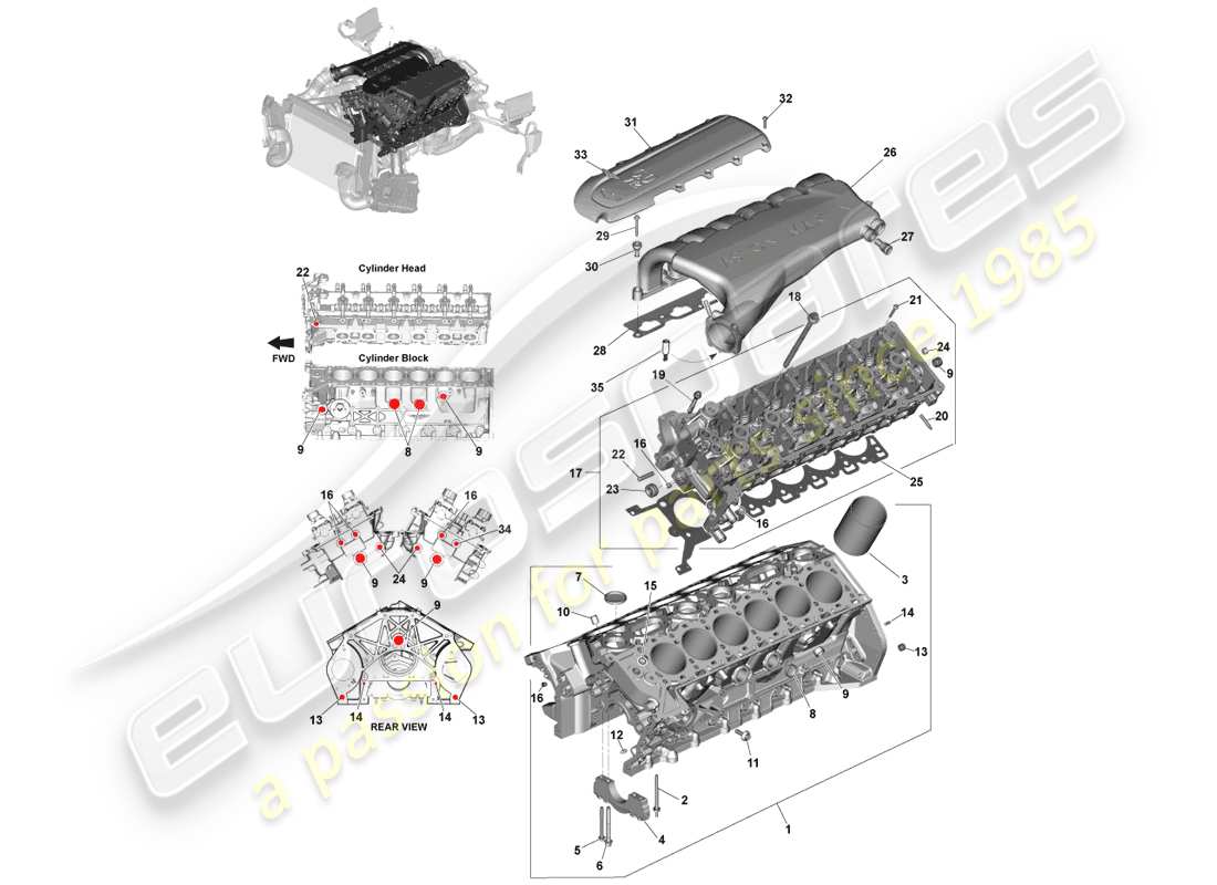 a part diagram from the aston martin vanquish (2013) parts catalogue