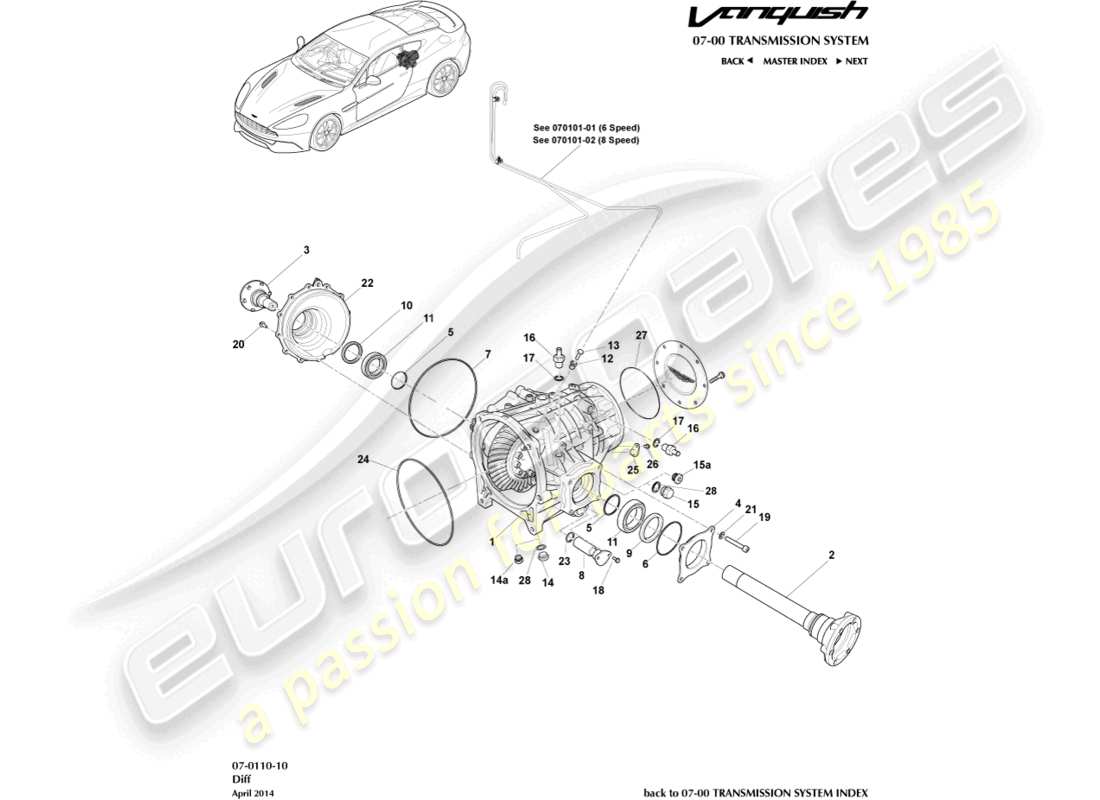 aston martin vanquish (2015) differential part diagram