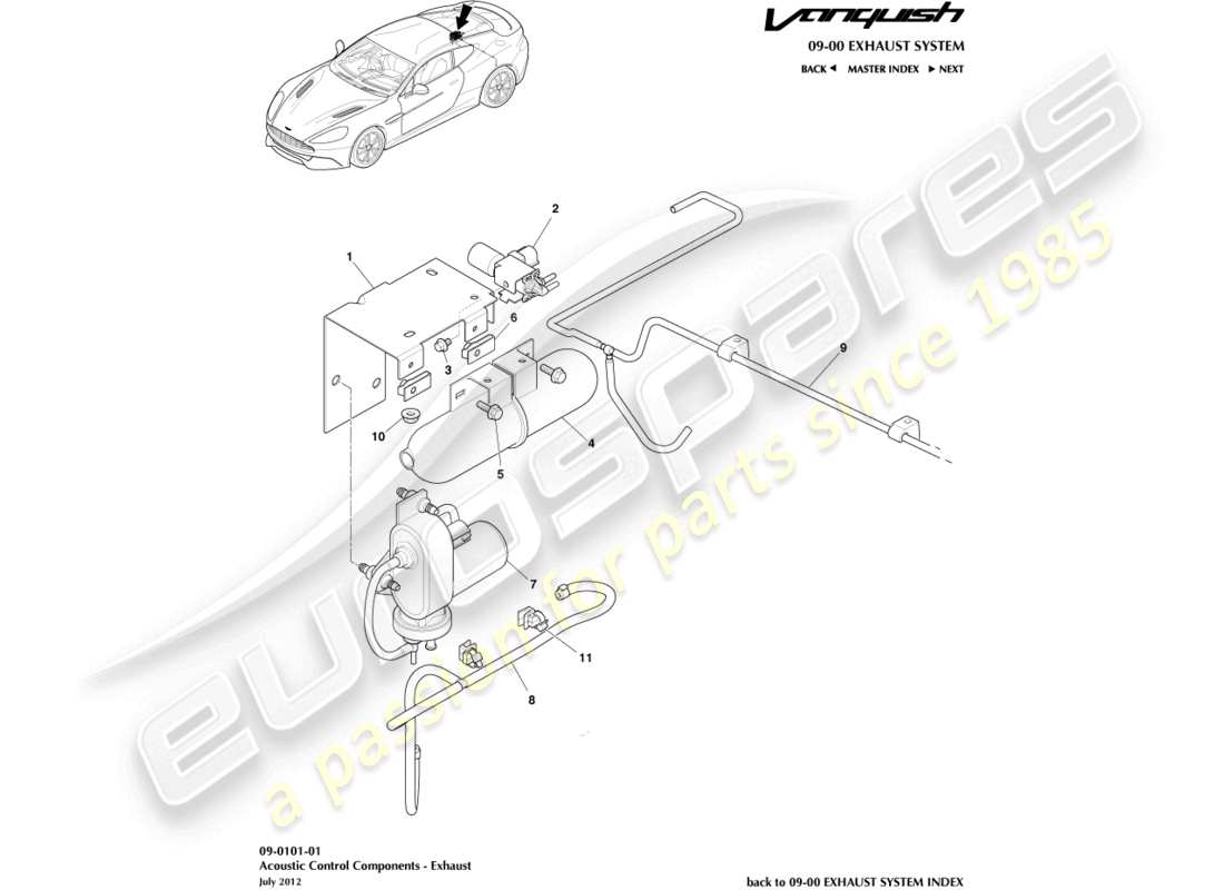 aston martin vanquish (2015) acoustic control part diagram