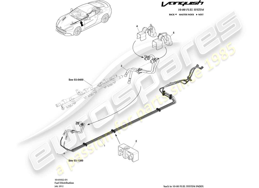 aston martin vanquish (2015) fuel distribution, to 15my part diagram
