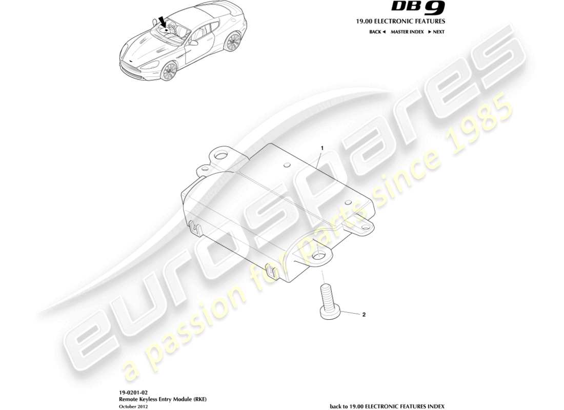aston martin db9 (2013) rke part diagram