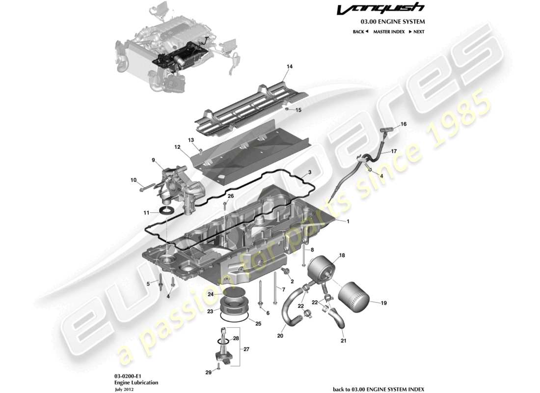 aston martin vanquish (2018) engine lubrication parts diagram