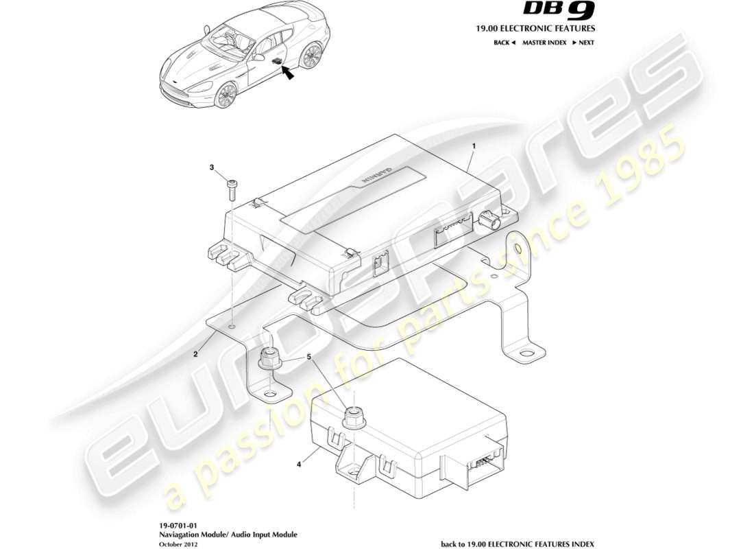 aston martin db9 (2013) navigation module part diagram