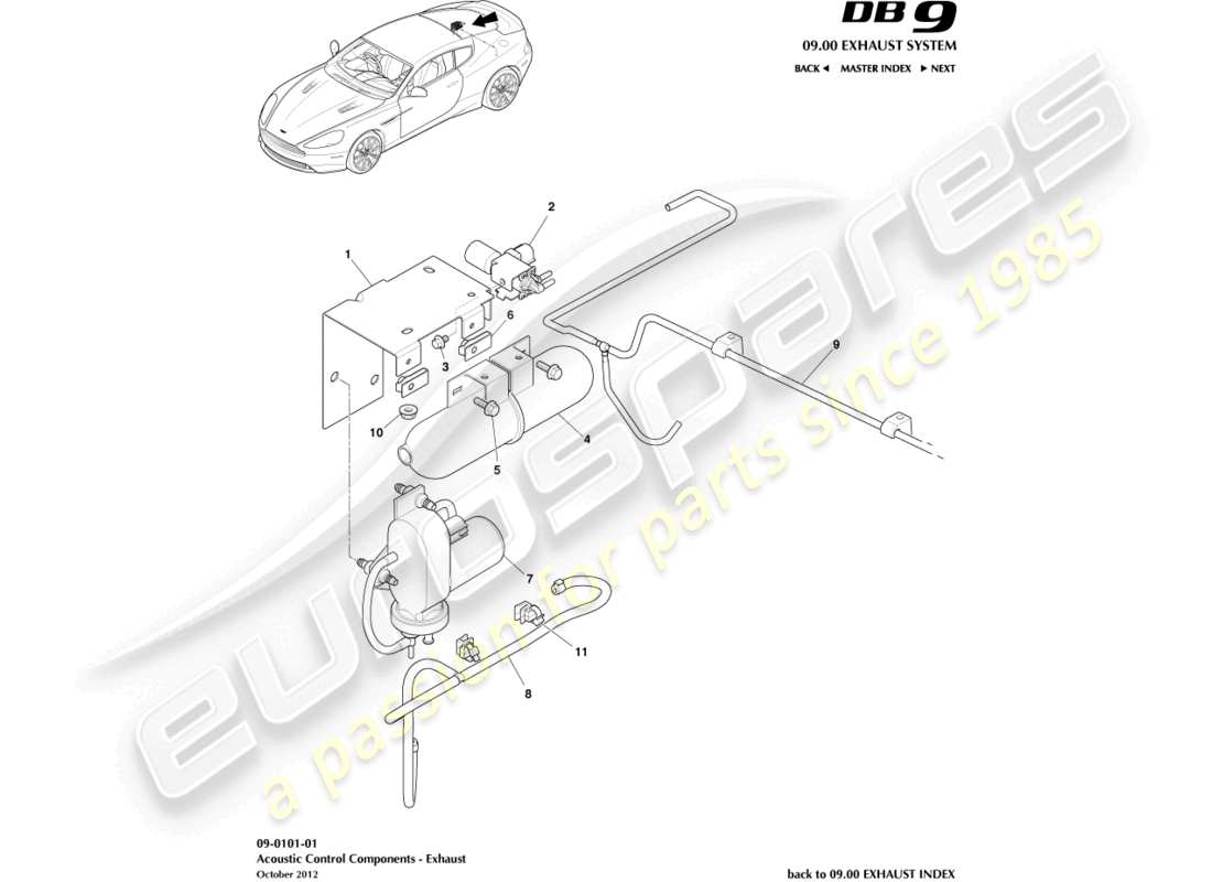 aston martin db9 (2013) acoustic control part diagram