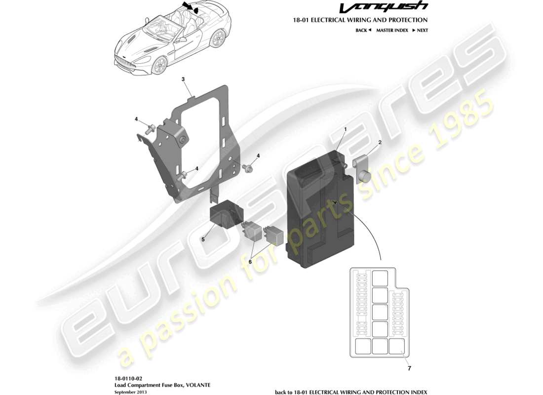 a part diagram from the aston martin vanquish (2018) parts catalogue
