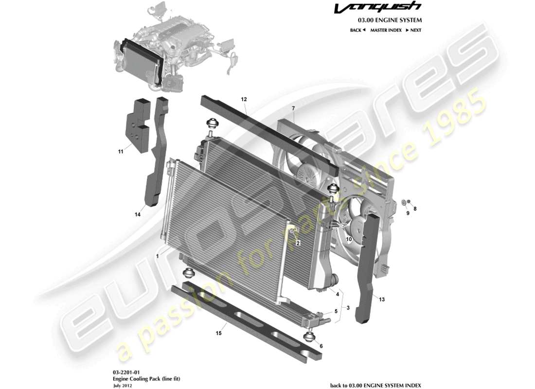 a part diagram from the aston martin vanquish (2016) parts catalogue