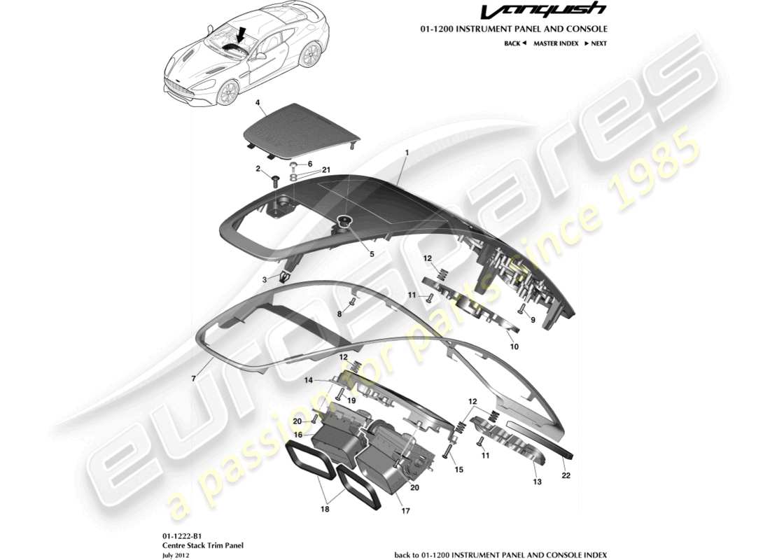 a part diagram from the aston martin vanquish (2018) parts catalogue