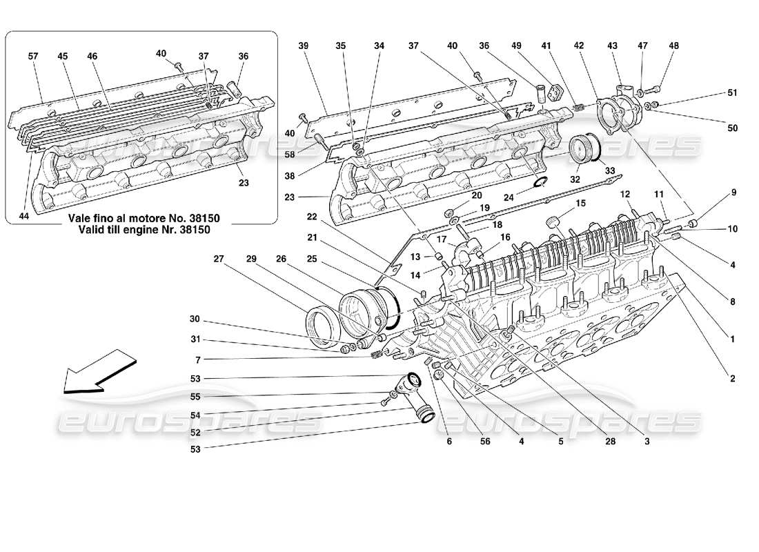ferrari 355 (2.7 motronic) rh cylinder head part diagram
