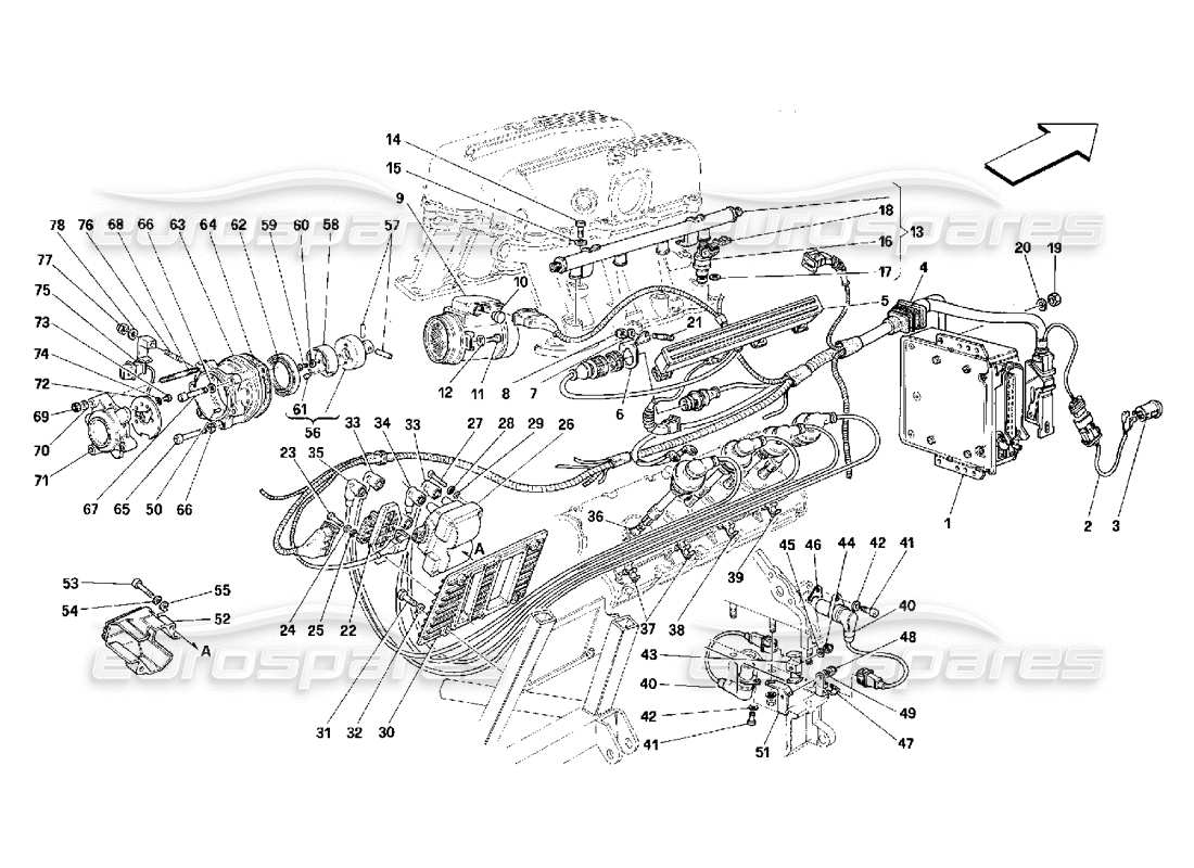 ferrari 348 (2.7 motronic) air injection - ignition part diagram