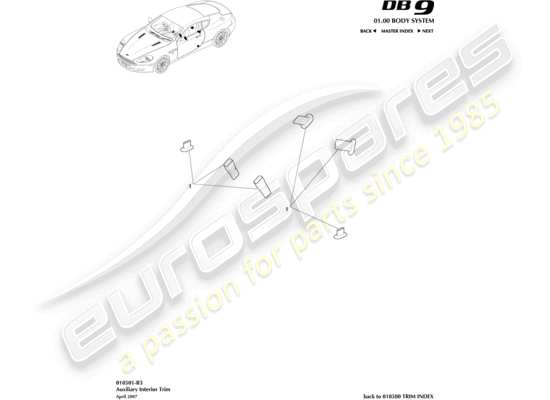 a part diagram from the aston martin db9 parts catalogue