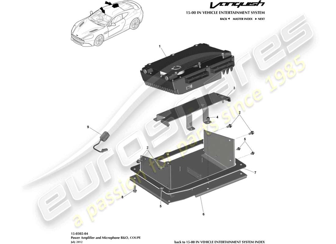 aston martin vanquish (2016) amplifiers, b&o, coupe part diagram