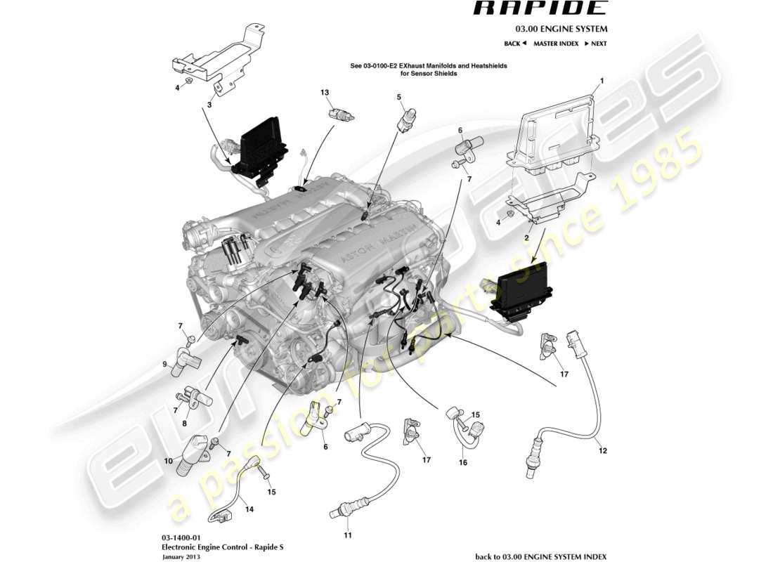 aston martin rapide (2019) electronic engine control part diagram