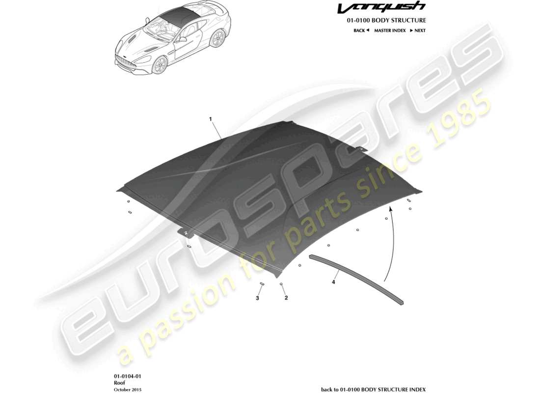 aston martin vanquish (2015) roof, coupe part diagram