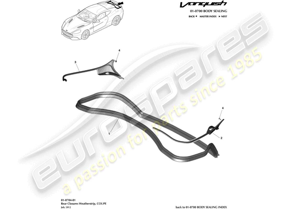 a part diagram from the aston martin vanquish (2015) parts catalogue