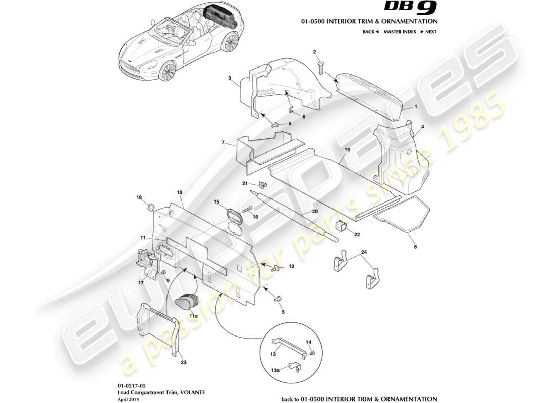 a part diagram from the aston martin db9 (2013) parts catalogue