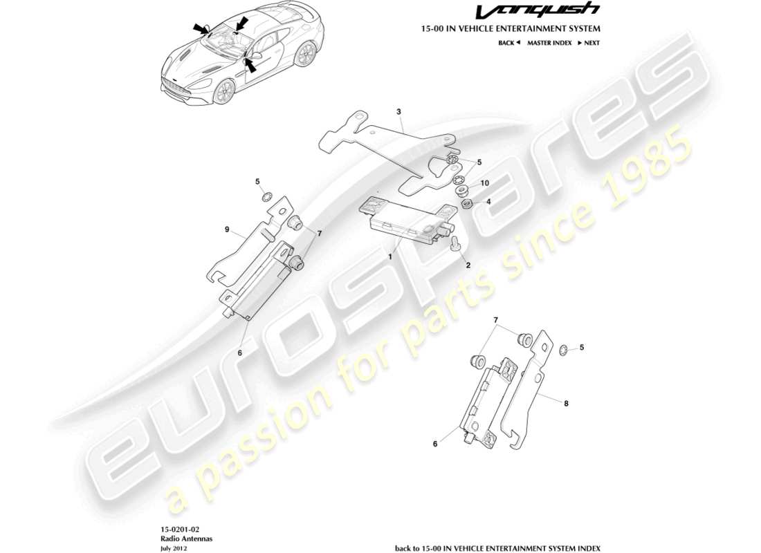 a part diagram from the aston martin vanquish (2017) parts catalogue