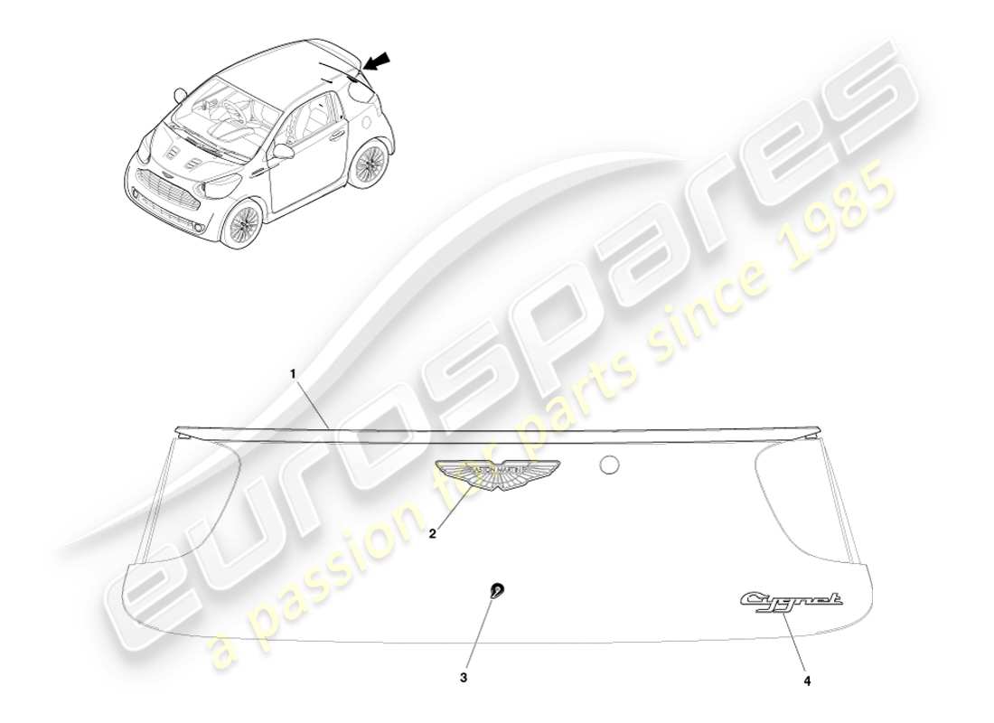 a part diagram from the aston martin cygnet parts catalogue