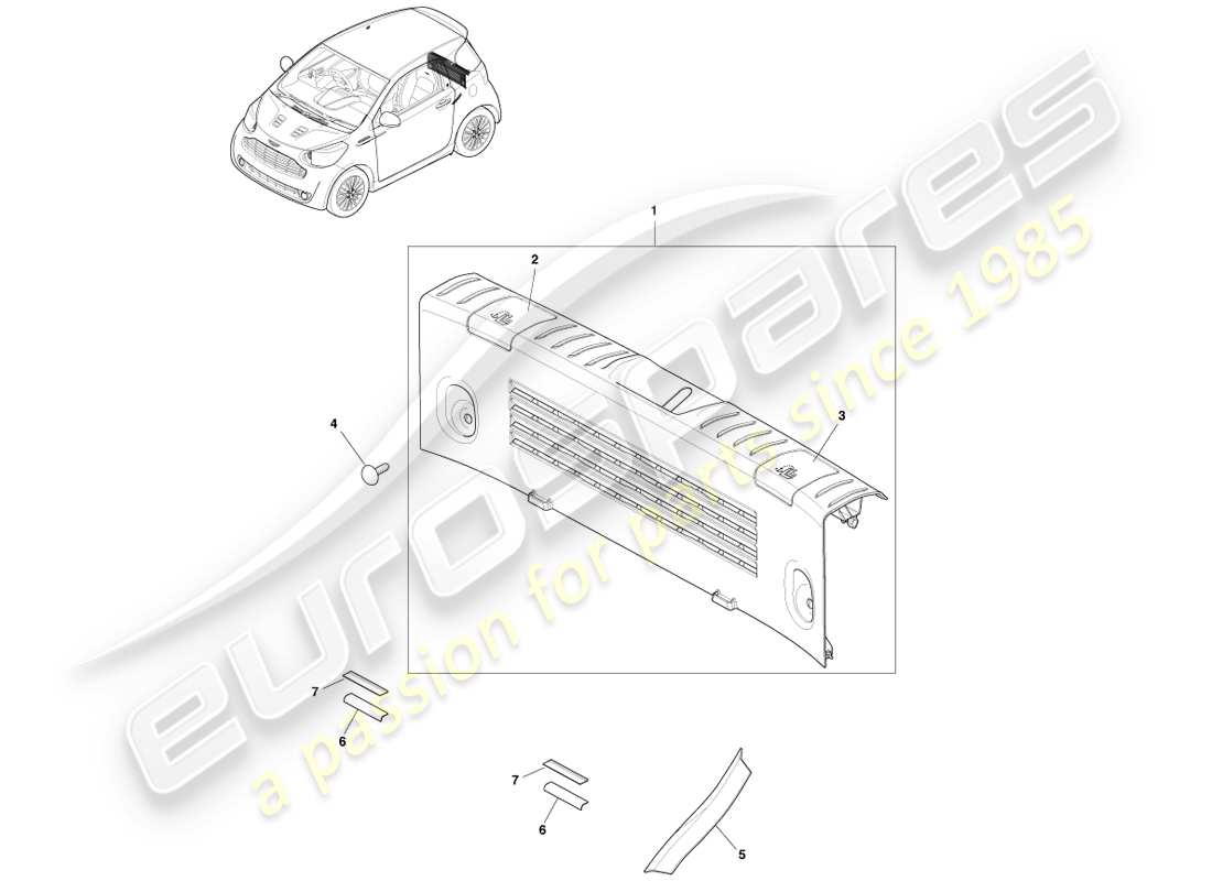 a part diagram from the aston martin cygnet (2012) parts catalogue