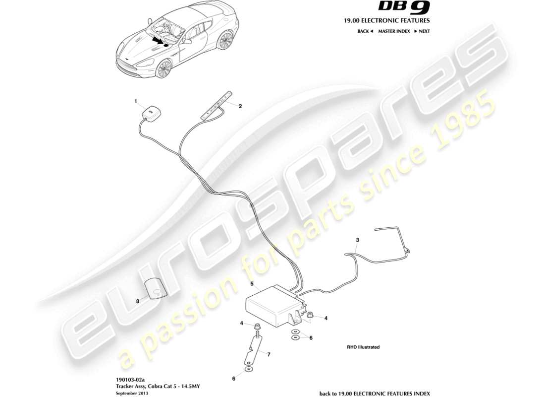 aston martin db9 (2017) cobra cat 5 tracker, 14.5my part diagram