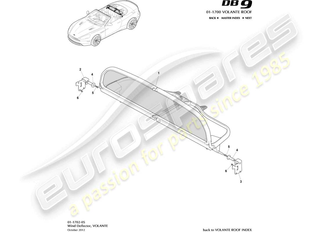 aston martin db9 (2013) wind deflector part diagram