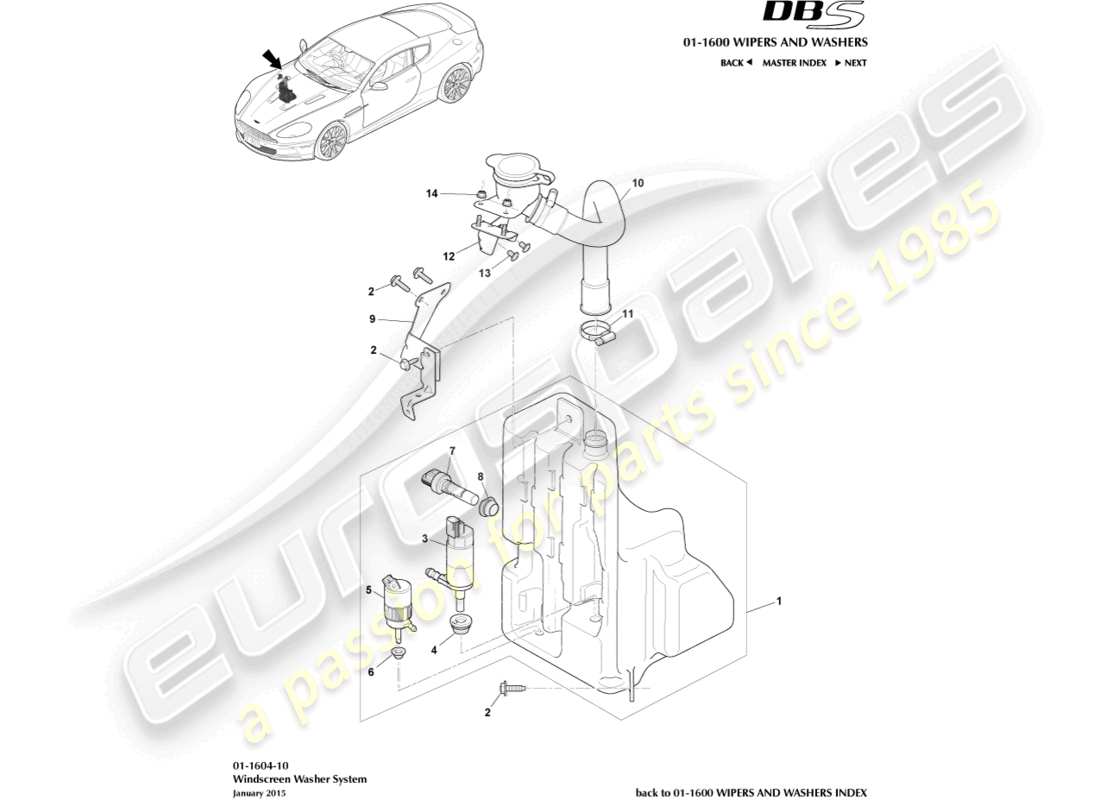 aston martin dbs (2007) washer bottle part diagram
