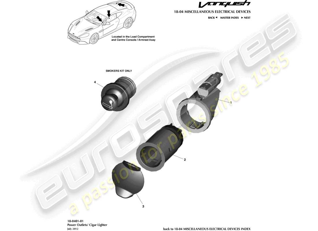 aston martin vanquish (2018) power socket parts diagram