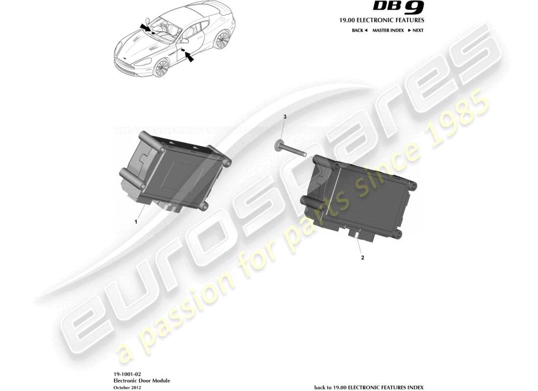aston martin db9 (2016) electronic door module part diagram