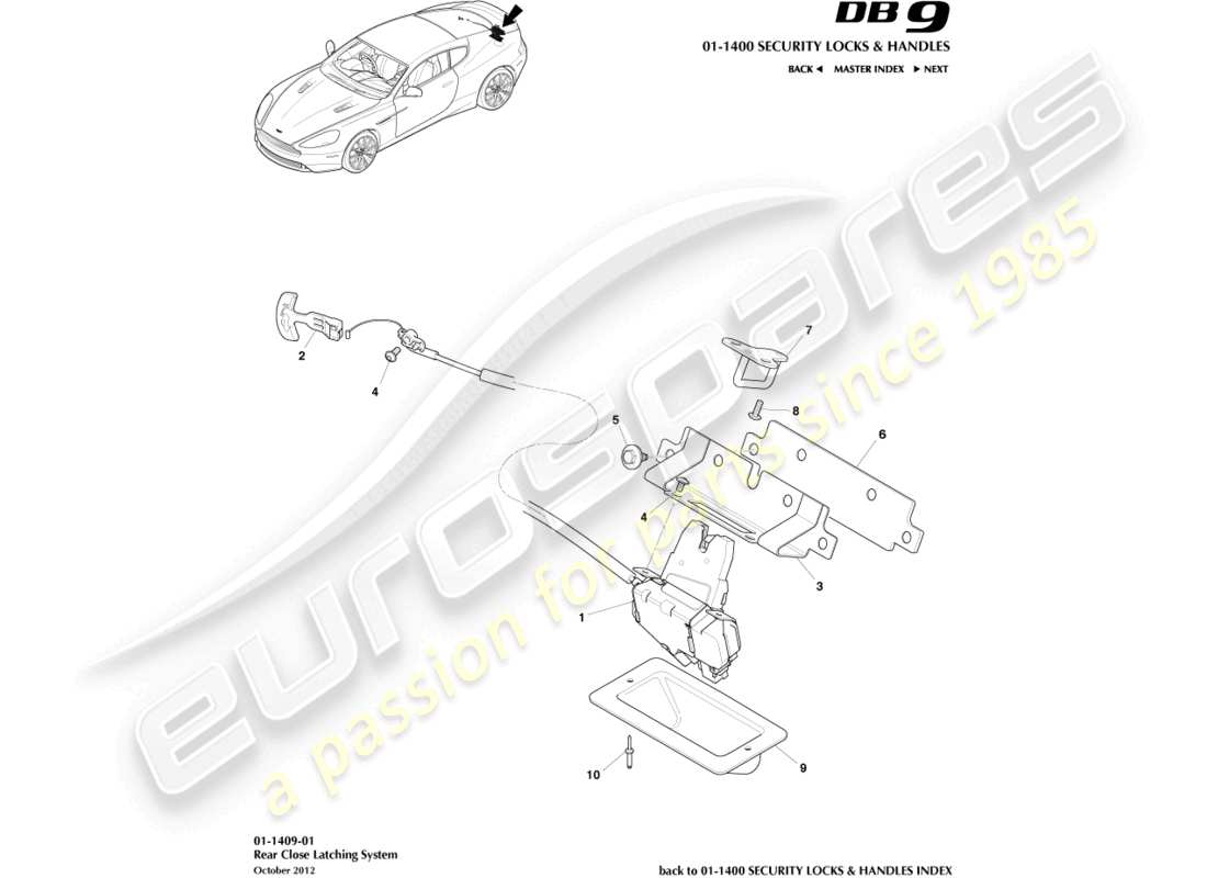 aston martin db9 (2017) rear closure latches part diagram