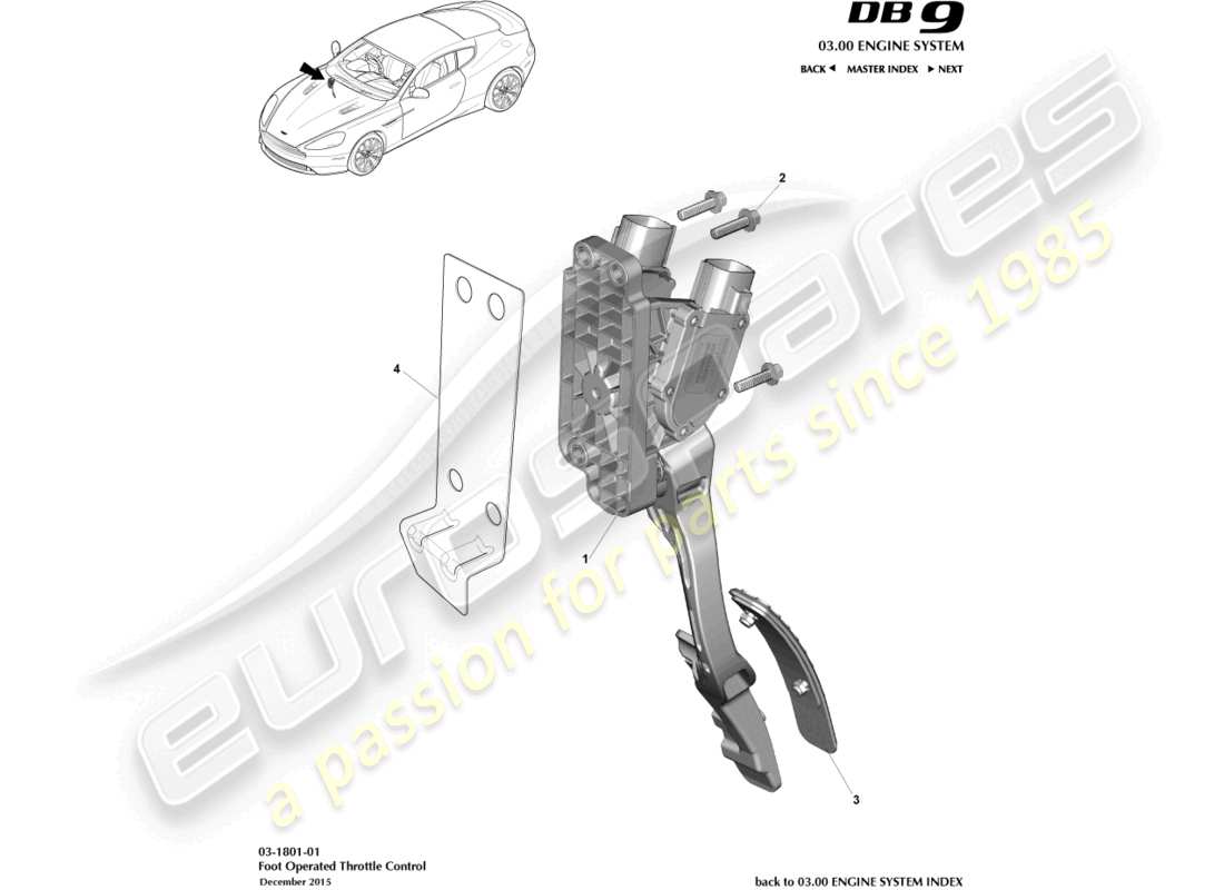 aston martin db9 (2017) throttle control part diagram